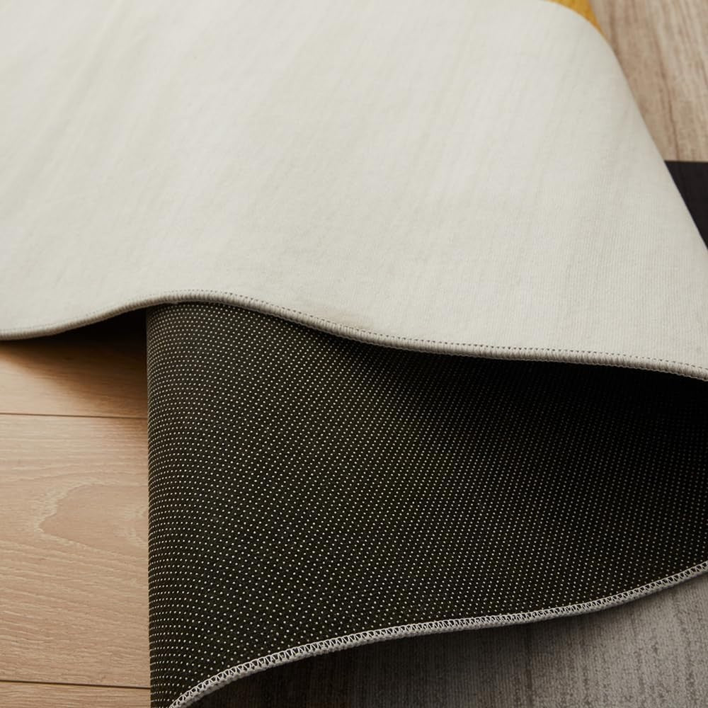 Black Yellow Runner Rug 80x300cm Non Slip Hallway Low Pile Geometric Carpet