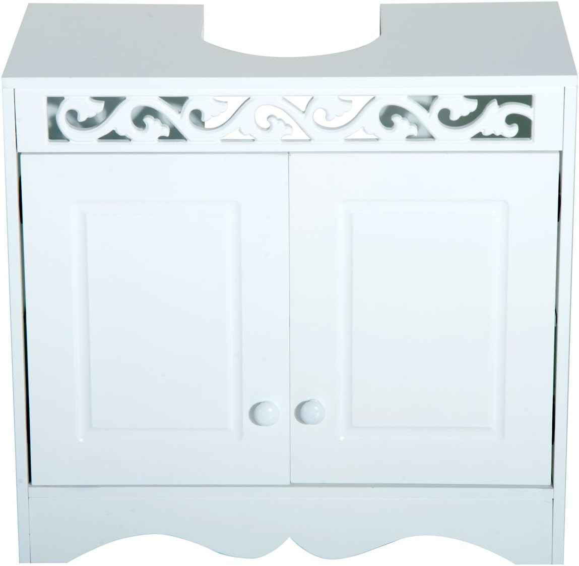 White Under Sink Bathroom Cabinet 2 Door Storage Cupboard Vanity Unit
