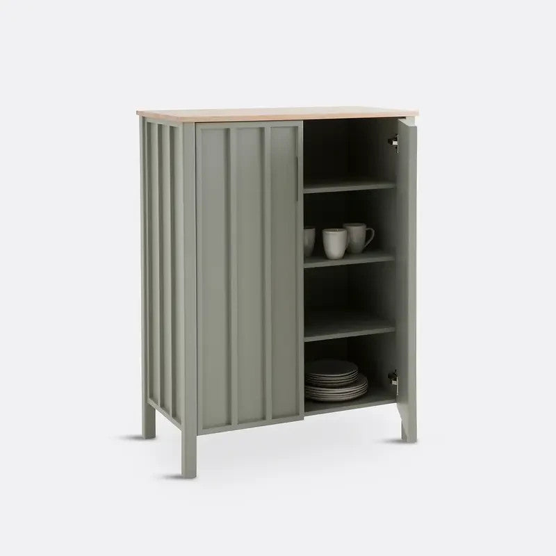 Modern Pine 2 Door Sideboard Cabinet Soft Close FSC Wood Green Oak Finish