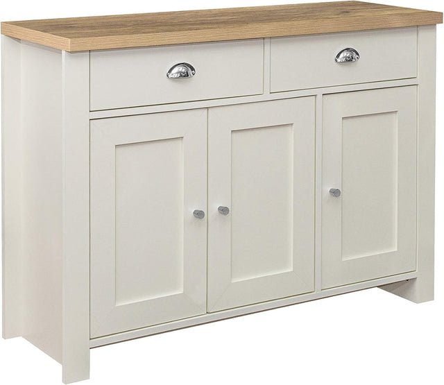 Cream Oak Sideboard 3 Door 2 Drawer Storage Unit Cupboard Cabinet