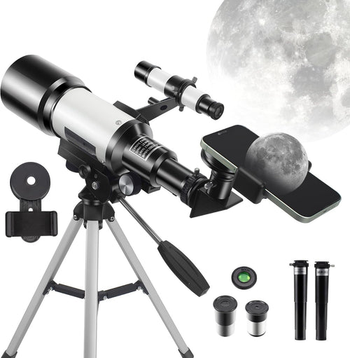 Portable 70mm Kids & Adults Telescope 150X Refractor with Tripod & Phone Mount