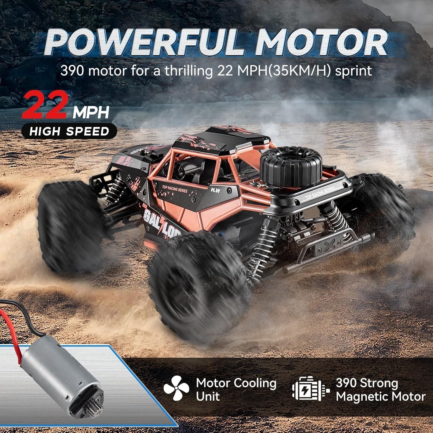 Fast 1:16 RC Truck 4WD 22MPH Off-Road Car Dual Batteries Boys 14+ Gift