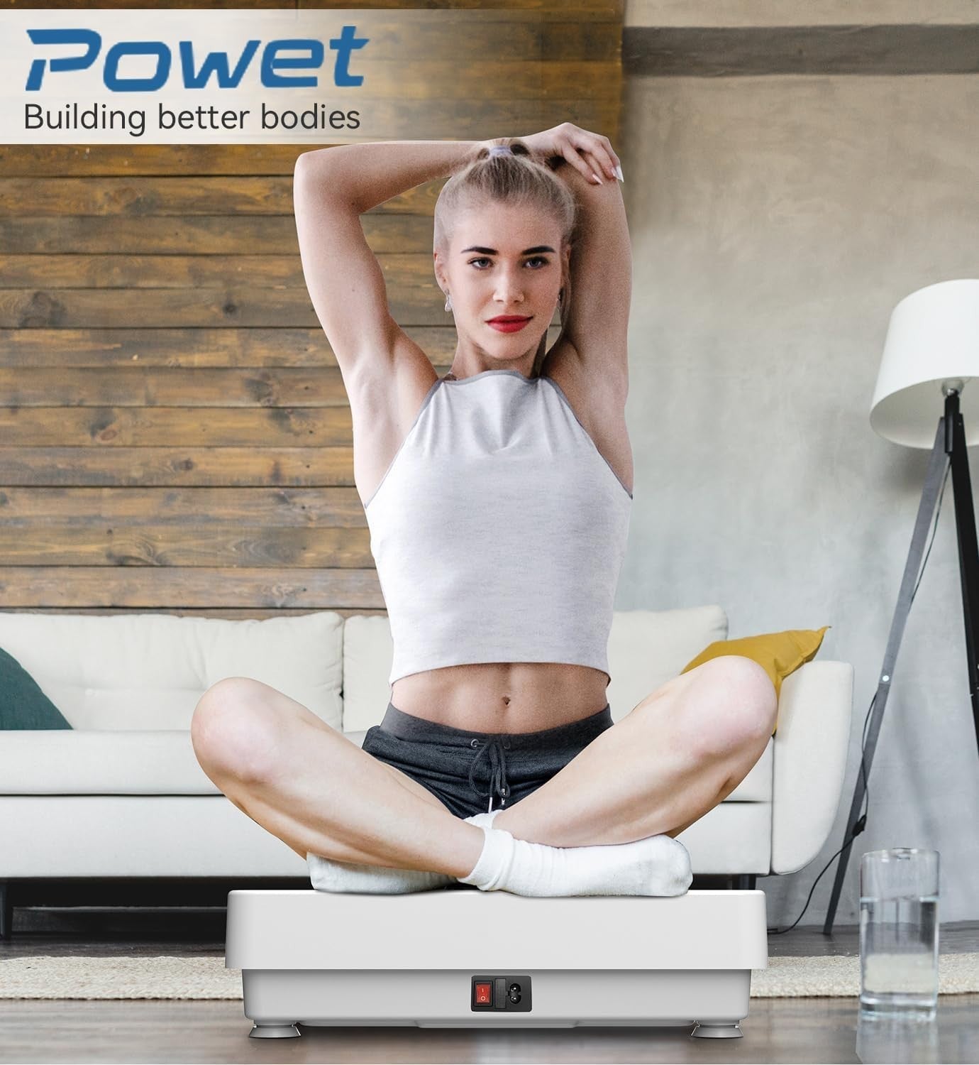Full Body Vibration Plate Lymphatic Drainage Home Fitness White