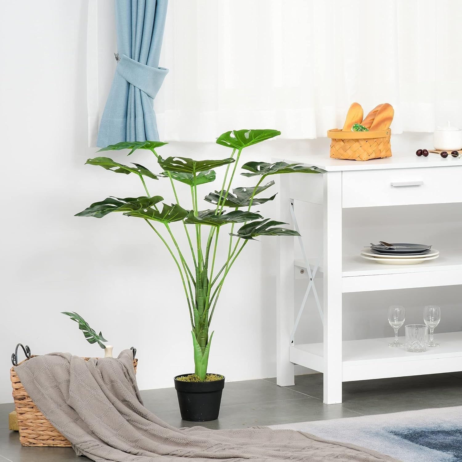 Set of 2 85cm Artificial Monstera Trees Potted Indoor Outdoor Home Garden Decor