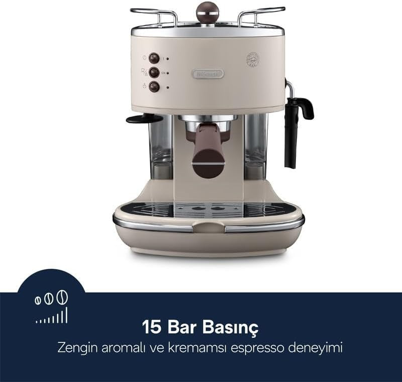 Vintage Barista Espresso Maker | 1.4L Cream Machine | Rich Crema & Steam Wand