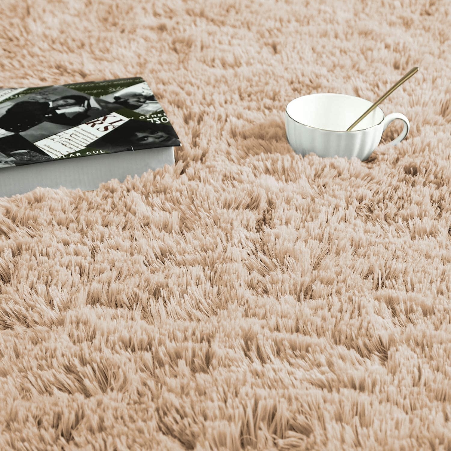 Beige Shaggy Area Rugs Set 2pcs 120x170cm Super Soft Non Slip Bedroom Rugs