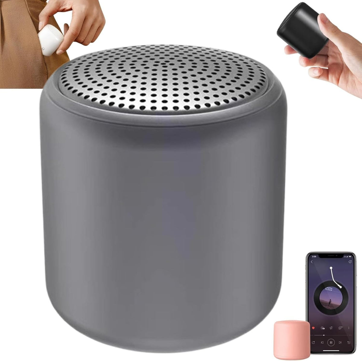 Portable White Noise Sound Machine Bluetooth Travel Speaker cement gray