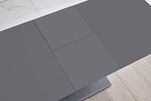Extending Glass Dining Table 180x80cm Grey Modern 6 Seater Grey