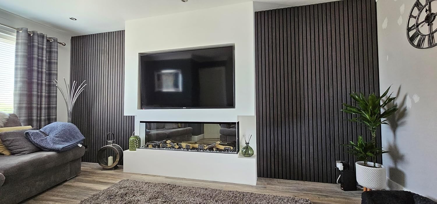 60" 3-Sided Built In Electric Fireplace Wall Mount Media Feature LED