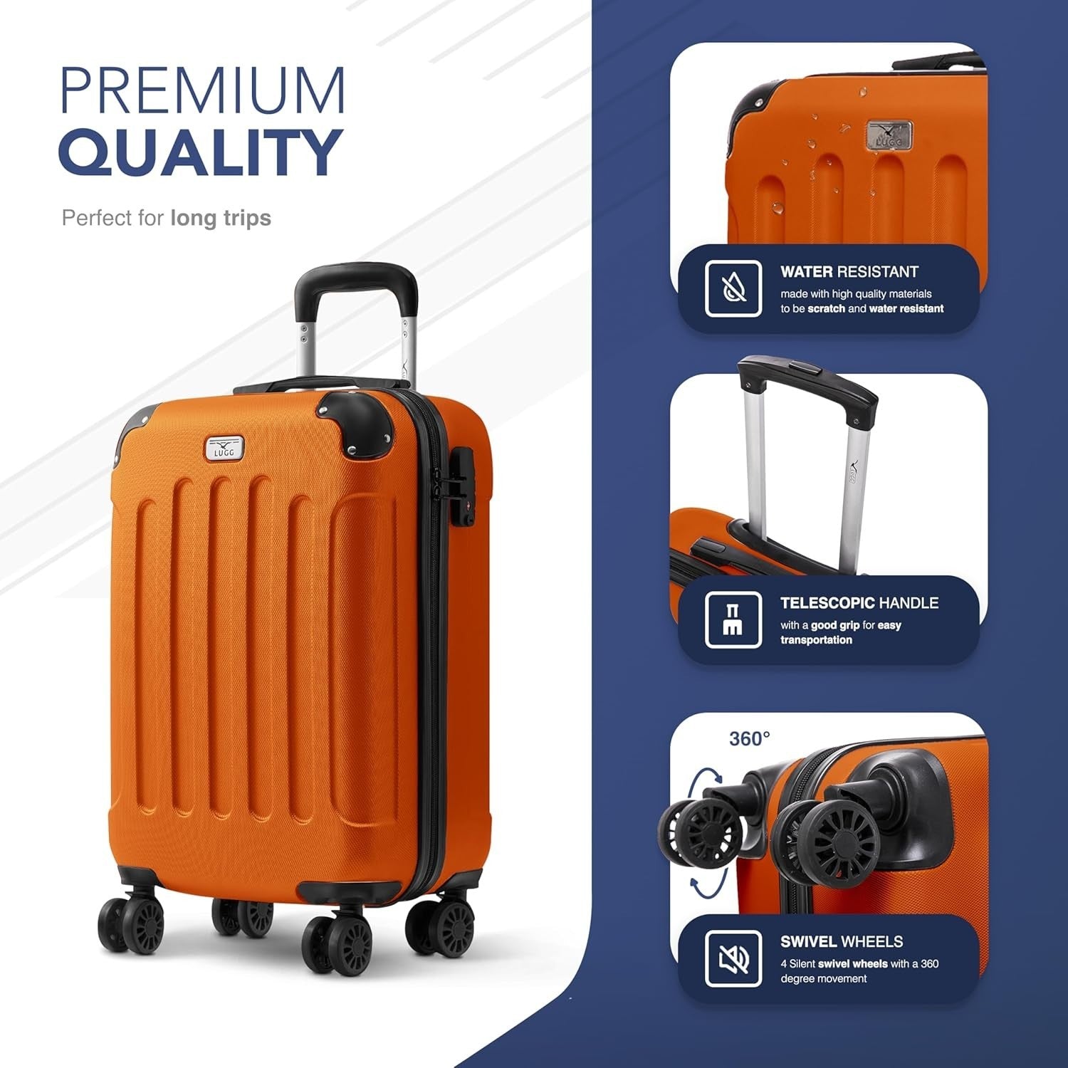 Large 28” ABS Hard Shell Checked Luggage 4 Wheel TSA Lock