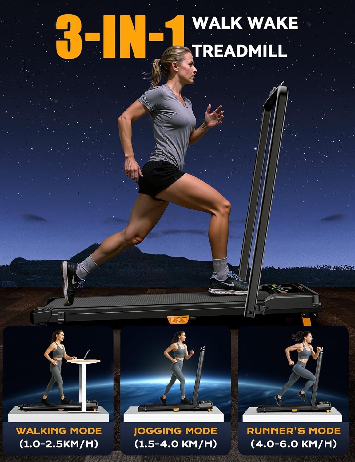 Compact Under Desk Treadmill 5% Incline Quiet 2.5HP Home/Office Use