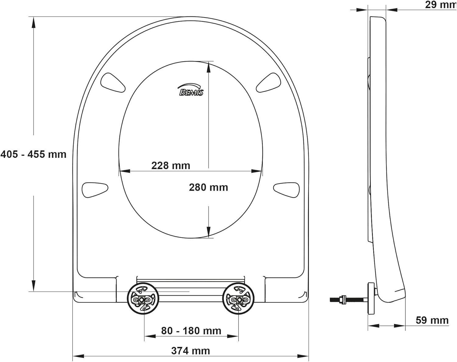 D-Shape Soft Close Toilet Seat Antibacterial Quick Release White
