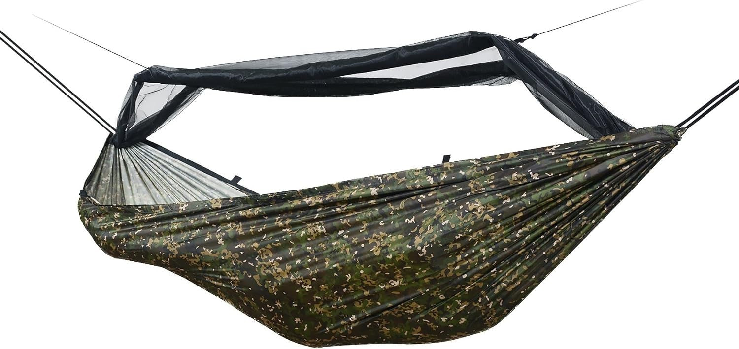 Camouflage Camping Hammock with Mosquito Net – Lightweight, Portable, 1 Person