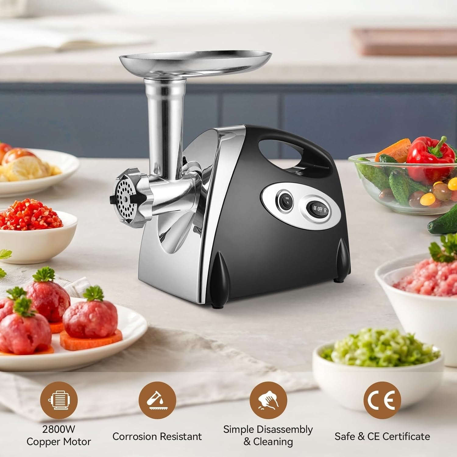 2800W Electric Meat Grinder Meat Mincer Sausage Maker 3 Grinding Plates