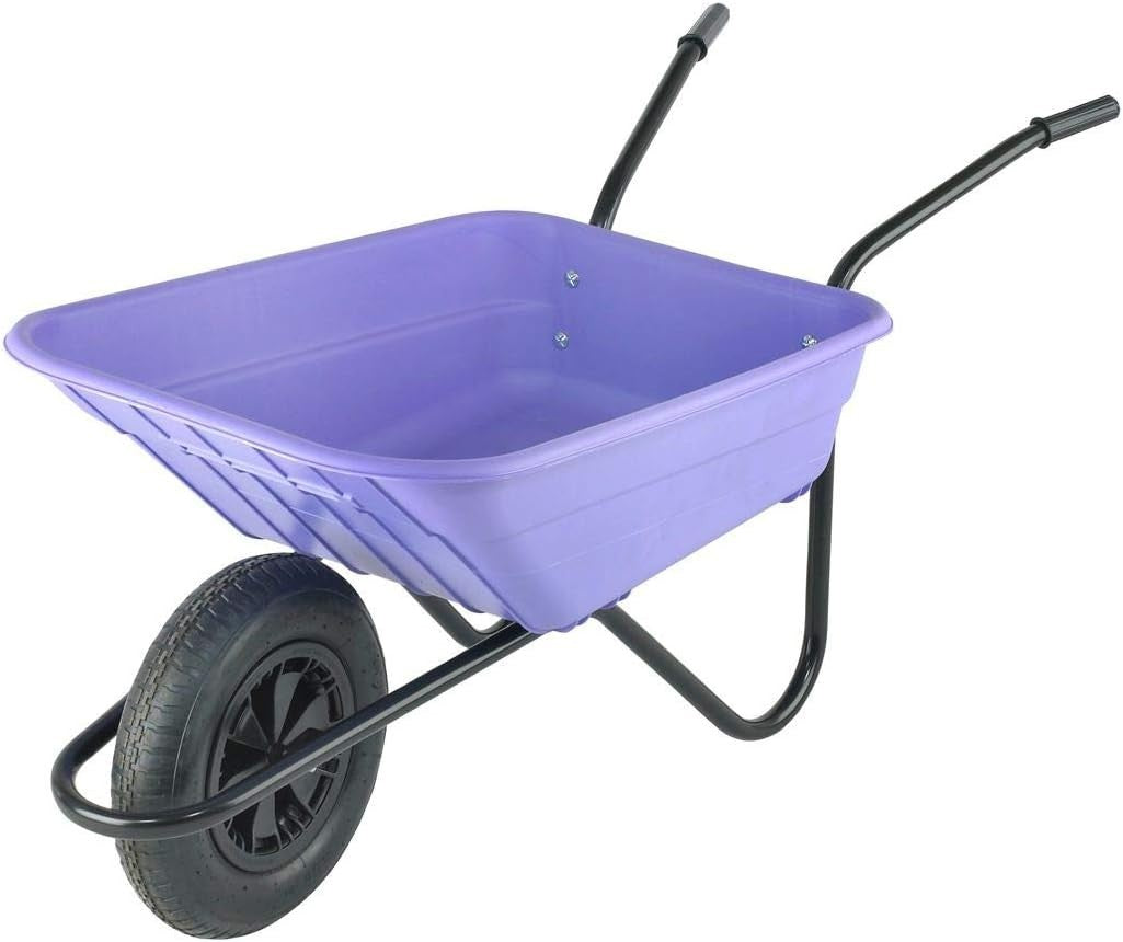 90L 1-Wheel Wheelbarrow Lilac – Pneumatic Tyre w/ PP Tray 125kg Capacity