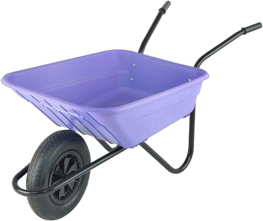 90L 1-Wheel Wheelbarrow Lilac – Pneumatic Tyre w/ PP Tray 125kg Capacity
