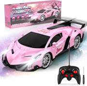 Pink RC Racing Car 1:18 Remote Control Toy with LED Lights for Girls 3+