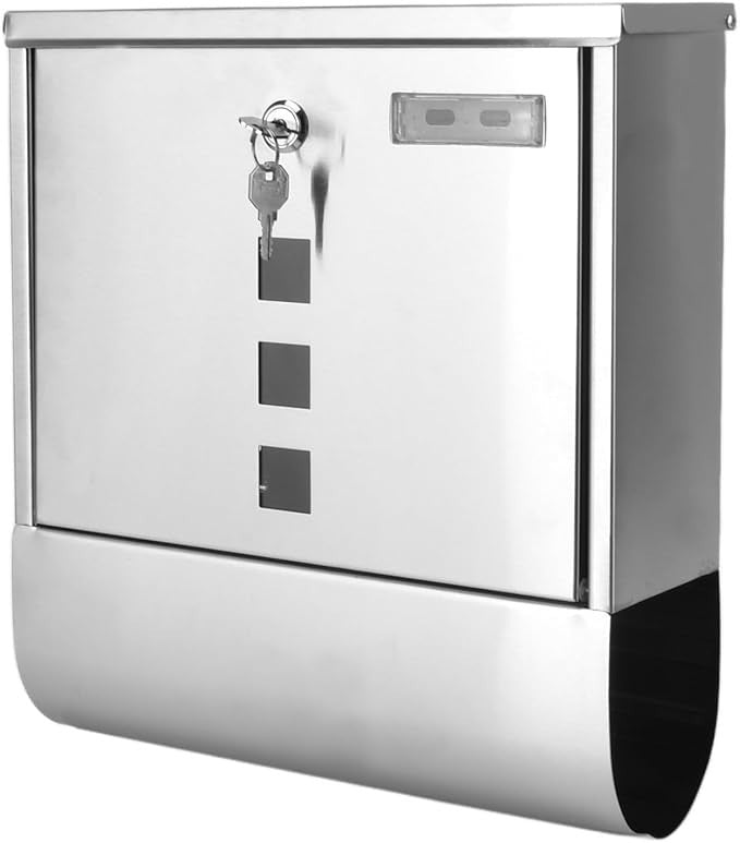 Secure Stainless Steel Locking Mailbox Weatherproof Wall Mount Easy Install
