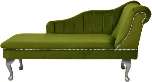 Velvet Chaise Lounge Right Hand Tufted Accent Sofa Chair Olive 133cm