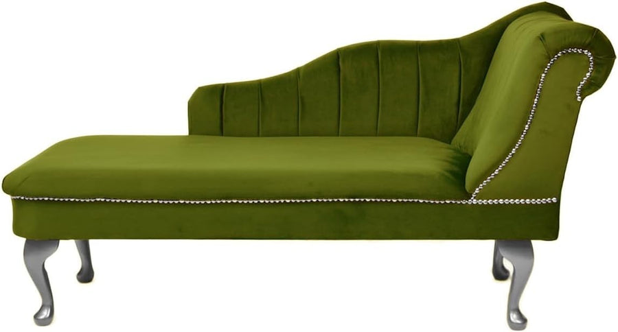 Velvet Chaise Lounge Right Hand Tufted Accent Sofa Chair Olive 133cm