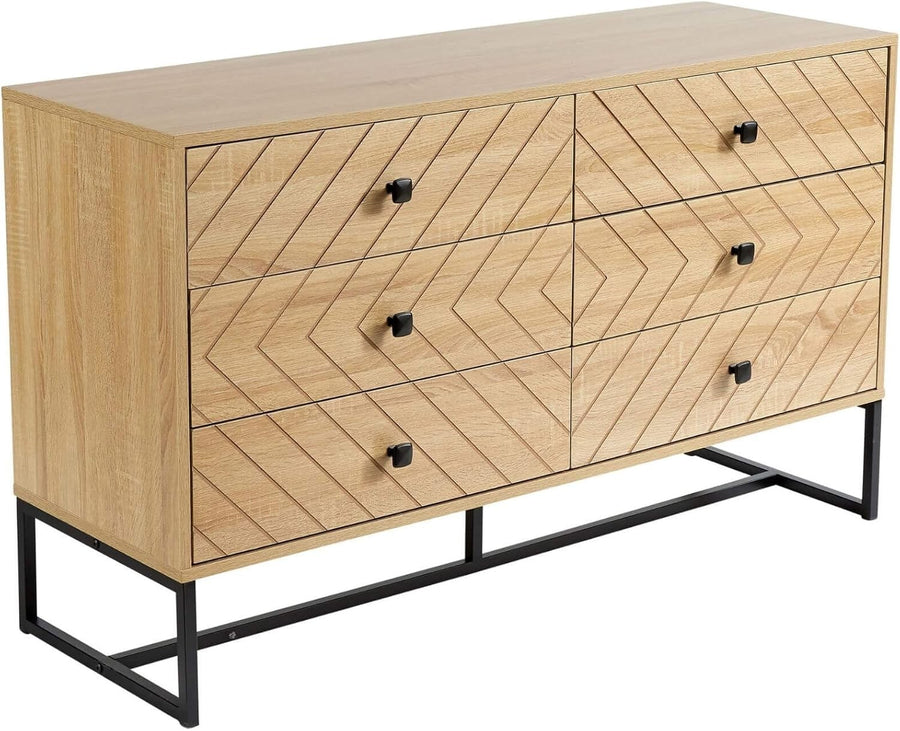 Modern Oak Chest of Drawers 6 Drawer Storage Unit Bedroom Furniture