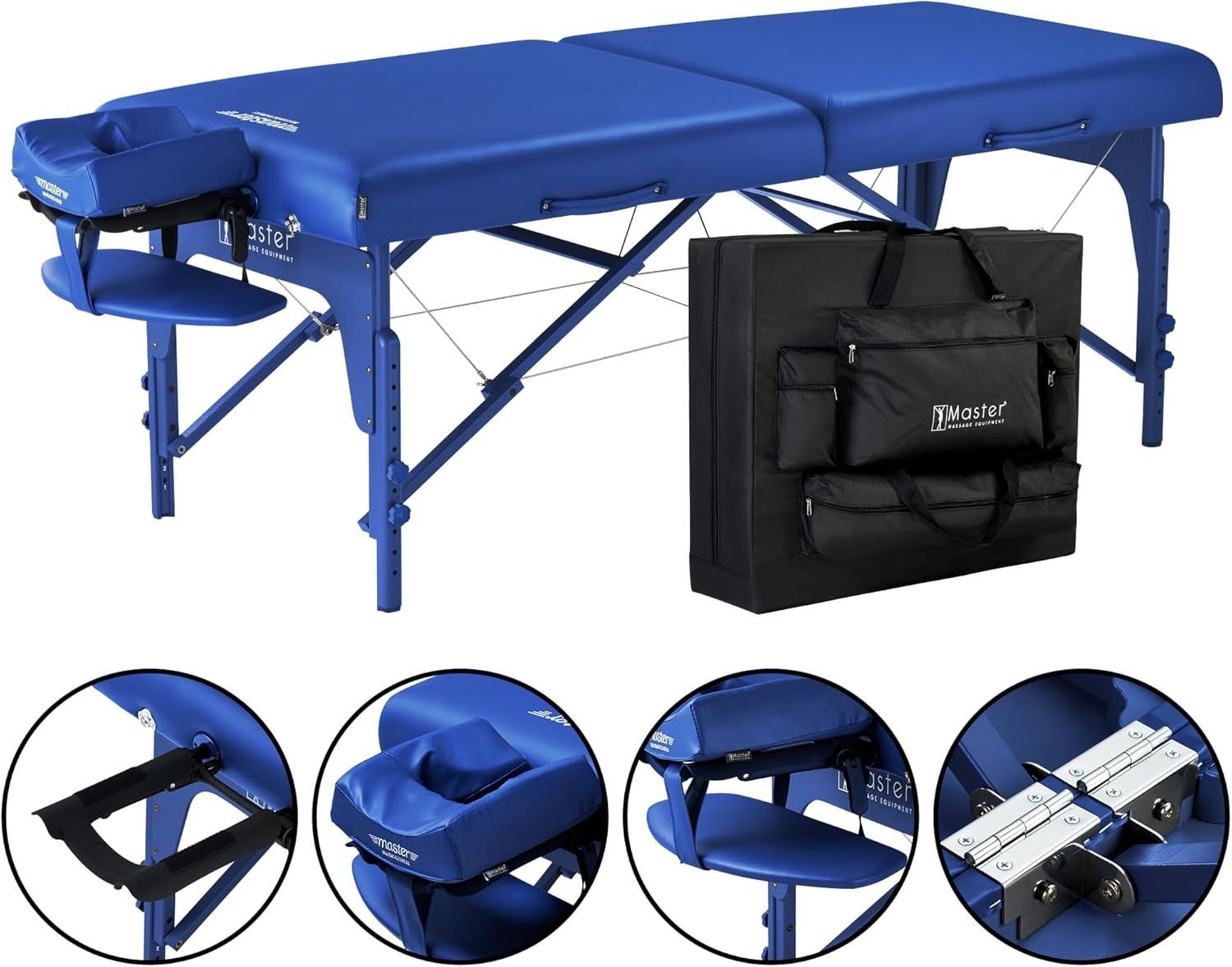 71cm Heated Portable Massage Table | Montclair Spa Bed w/ 7.6cm Memory Foam Blue