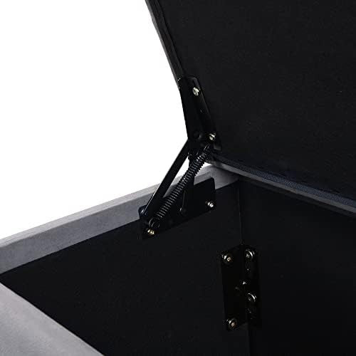 Large Velvet Storage Ottoman Bench with Cushion – Bedroom Hallway Footstool