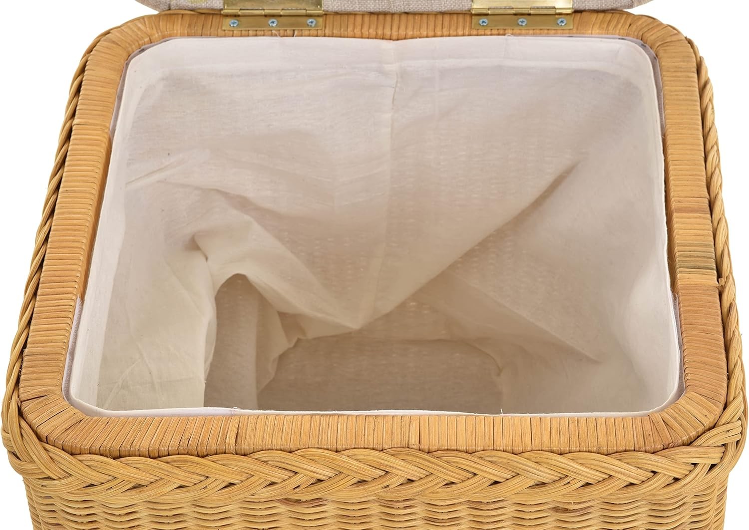 Rattan Laundry Basket Seat with Cushion Lid Honey Storage Chest Square 46×46×50