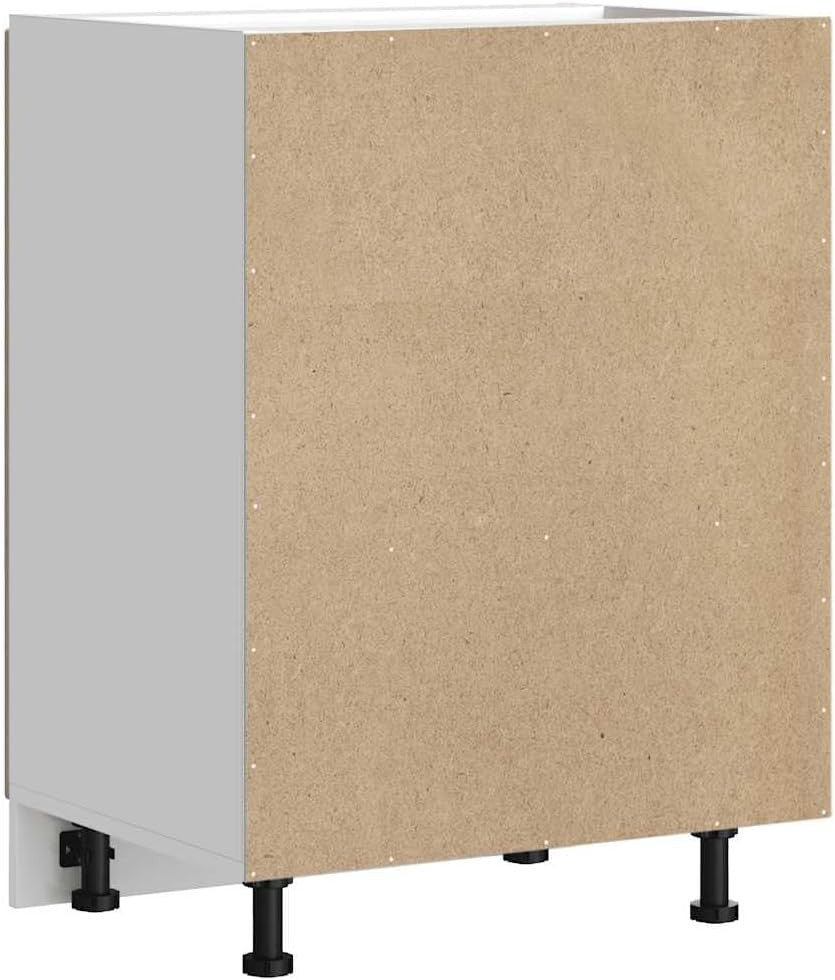 Brown Oak Bathroom Vanity Cabinet 60cm Under Sink Storage Unit with Double Doors