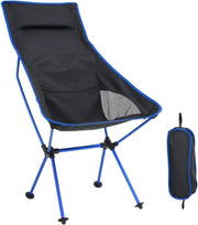 Foldable Camping Chair Portable Outdoor Aluminium Frame Black Blue 600D PVC