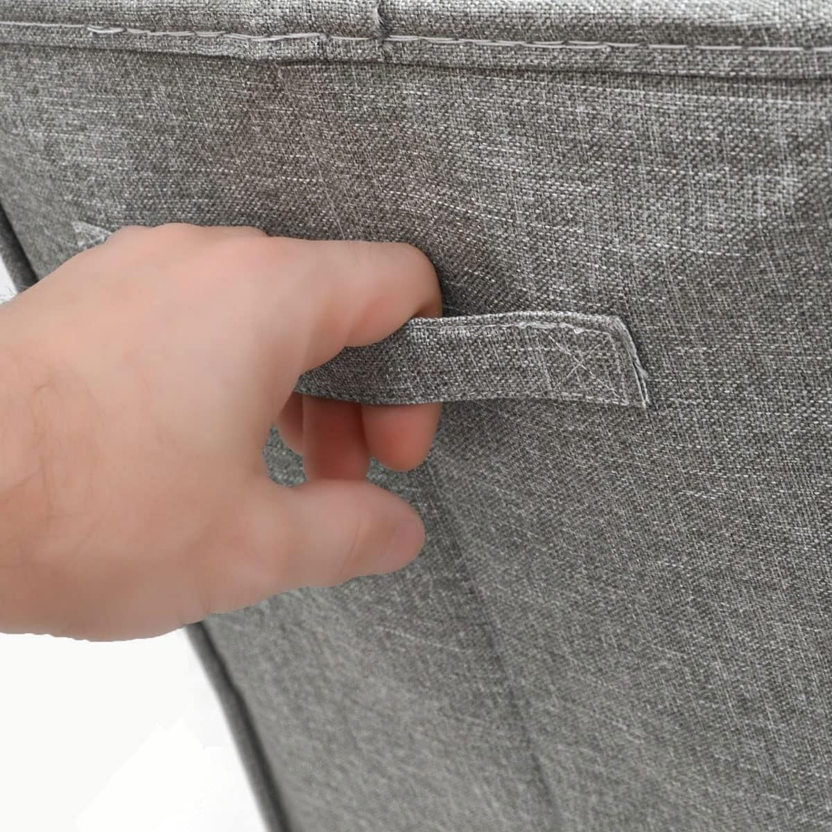 Set of 2 Grey Laundry Hampers with Lids 30×30×60cm Foldable Large Washing Bins