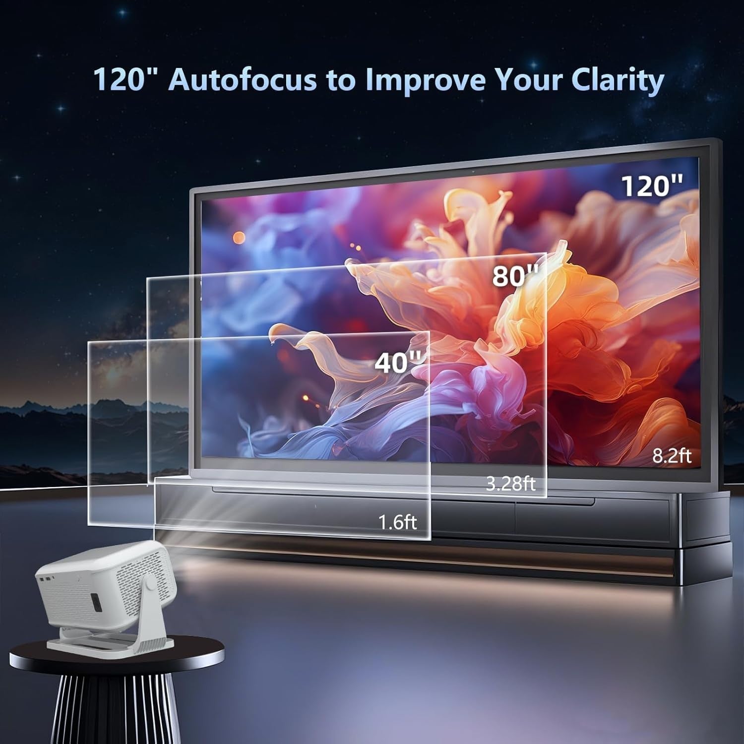 Smart 1080P Projector Netflix Android WiFi 6 Bluetooth Auto Focus