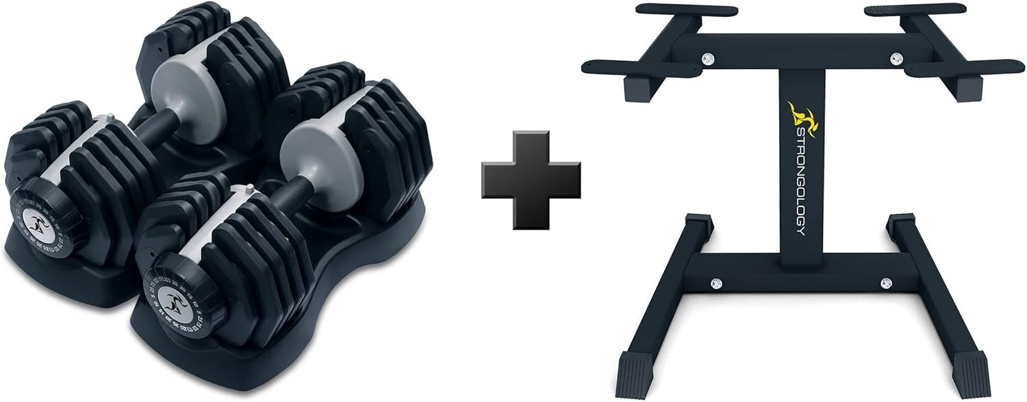 2.5–25KG Adjustable Dumbbell Pair Steel Floor Stand Home Gym