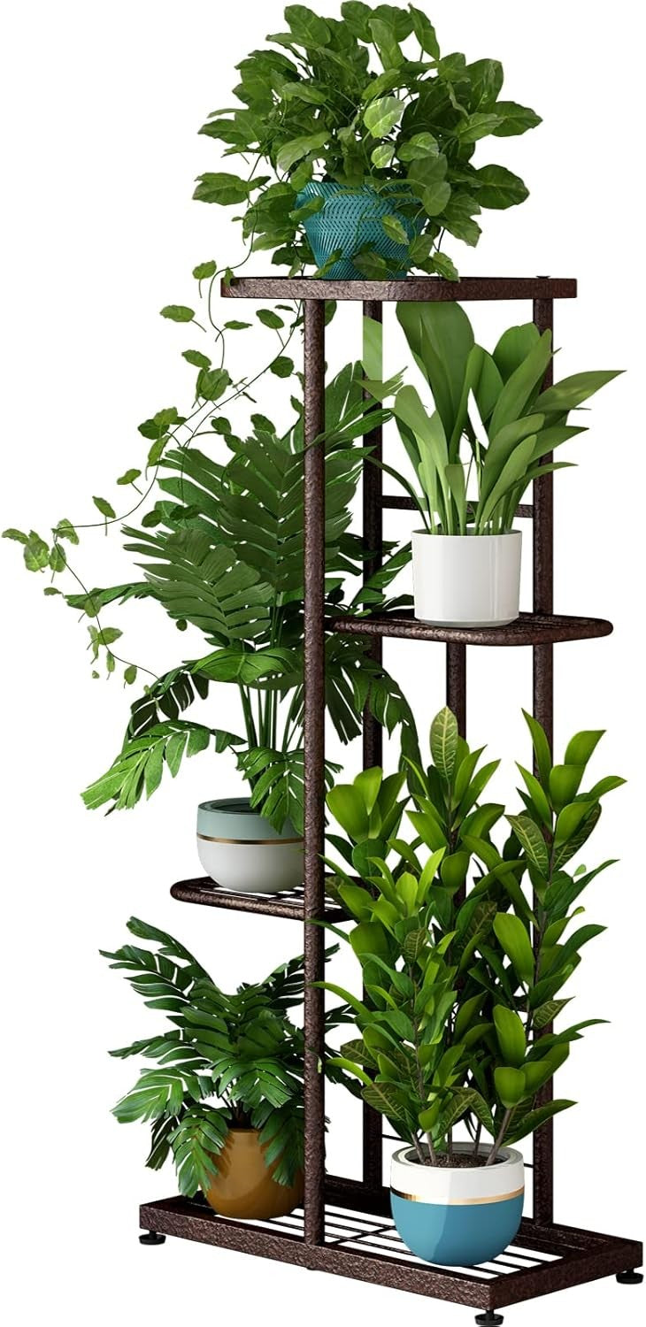 4 Tier Bronze Metal Plant Stand Indoor Outdoor Multi Pot Display Shelf