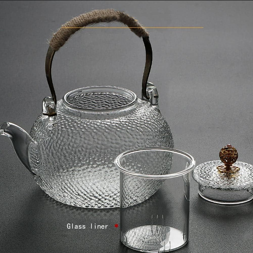 900ml Glass Teapot with Strainer Heat Resistant Stove Safe Tea Pot