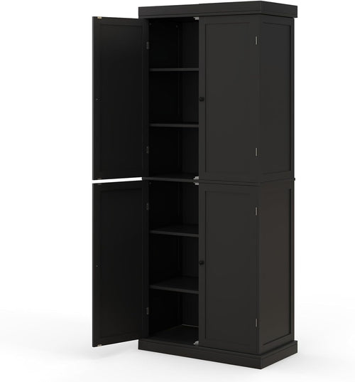 184cm Tall Kitchen Cupboard 6-Tier Pantry Storage Cabinet Black