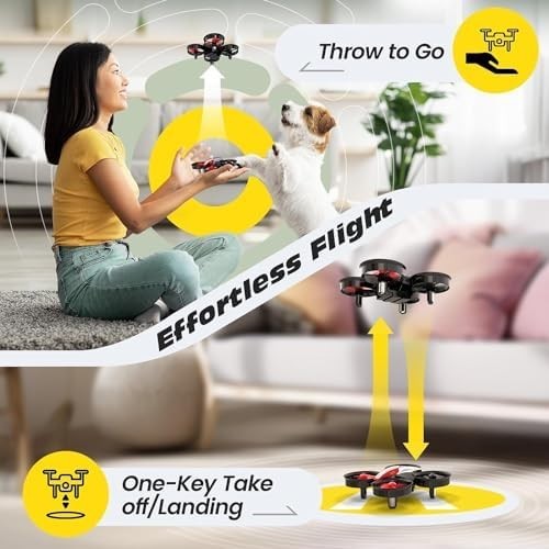 Mini Kids Drone with 3 Batteries, Auto Hover, 3D Flip & Headless Mode – Red