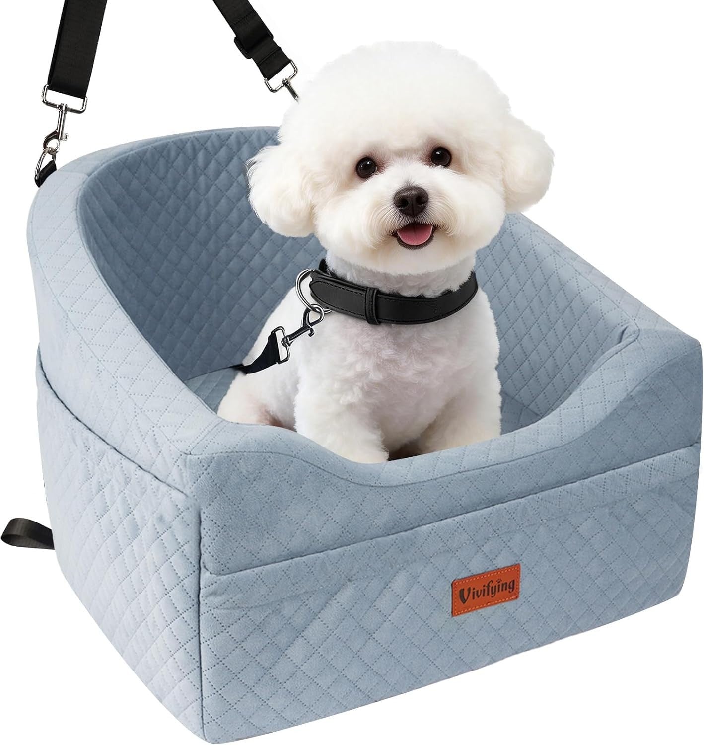 Memory Foam Dog Booster Car Seat Washable Travel Bed Grey Small Dogs