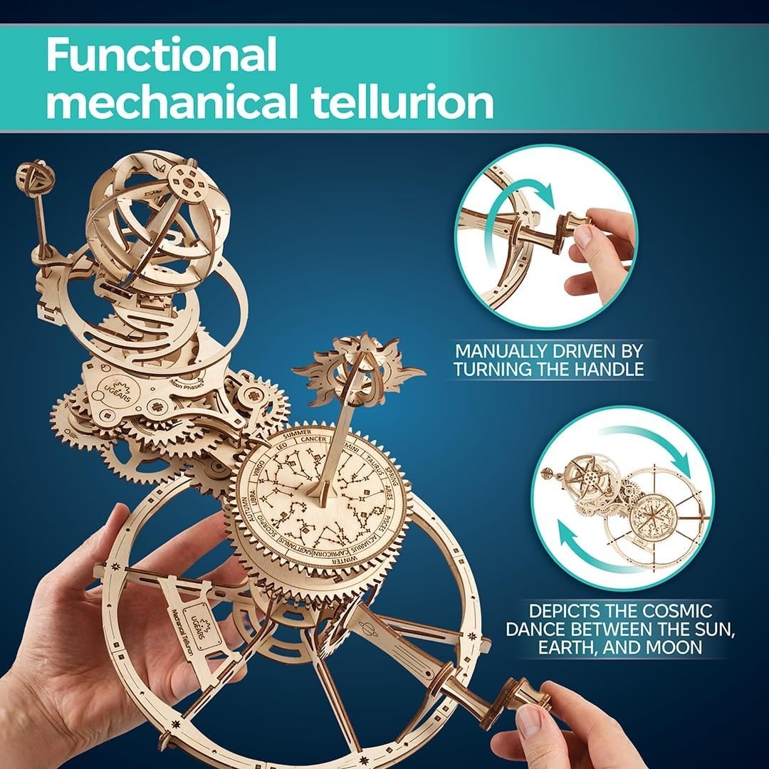 3D Wooden Solar System Puzzle Model Kit – Mechanical Gears, Educational