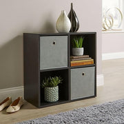 Modern 4-Cube Storage Shelf Unit Black 60cm – Compact Display Bookcase Home