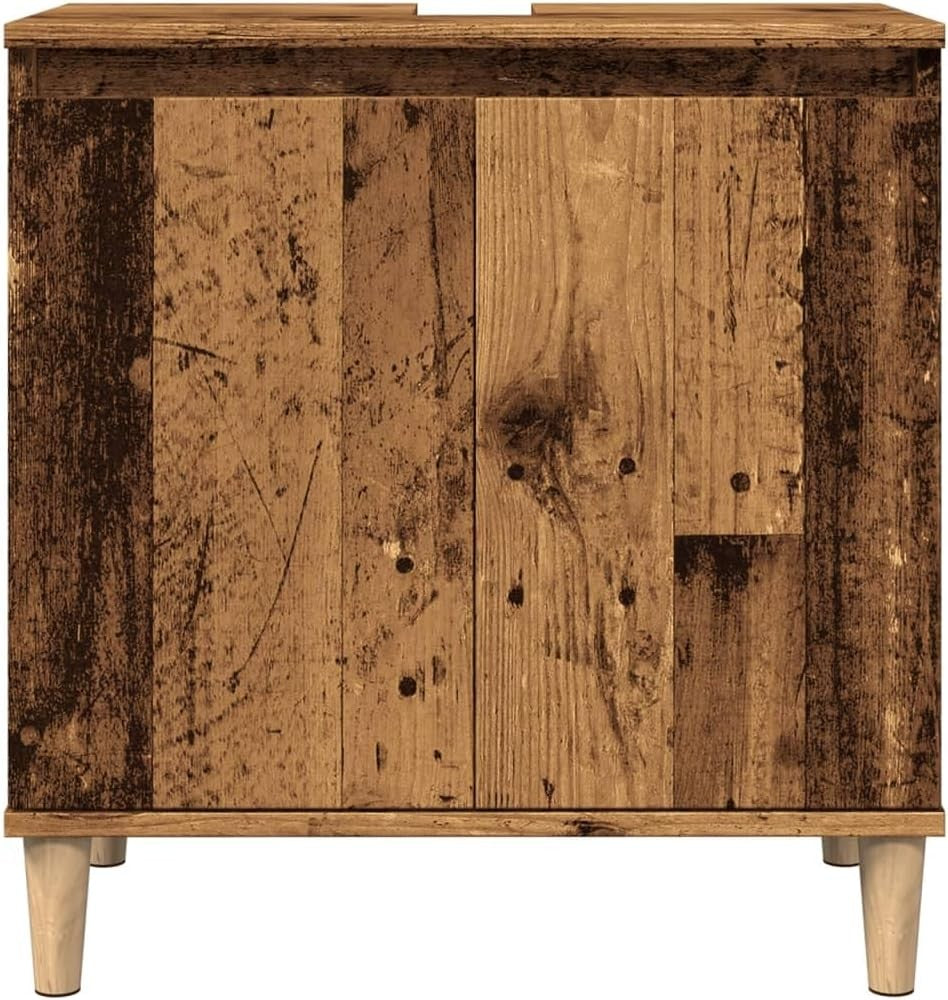 Old Wood Under Sink Bathroom Cabinet – Rustic Vanity Storage Unit 58x33x60cm