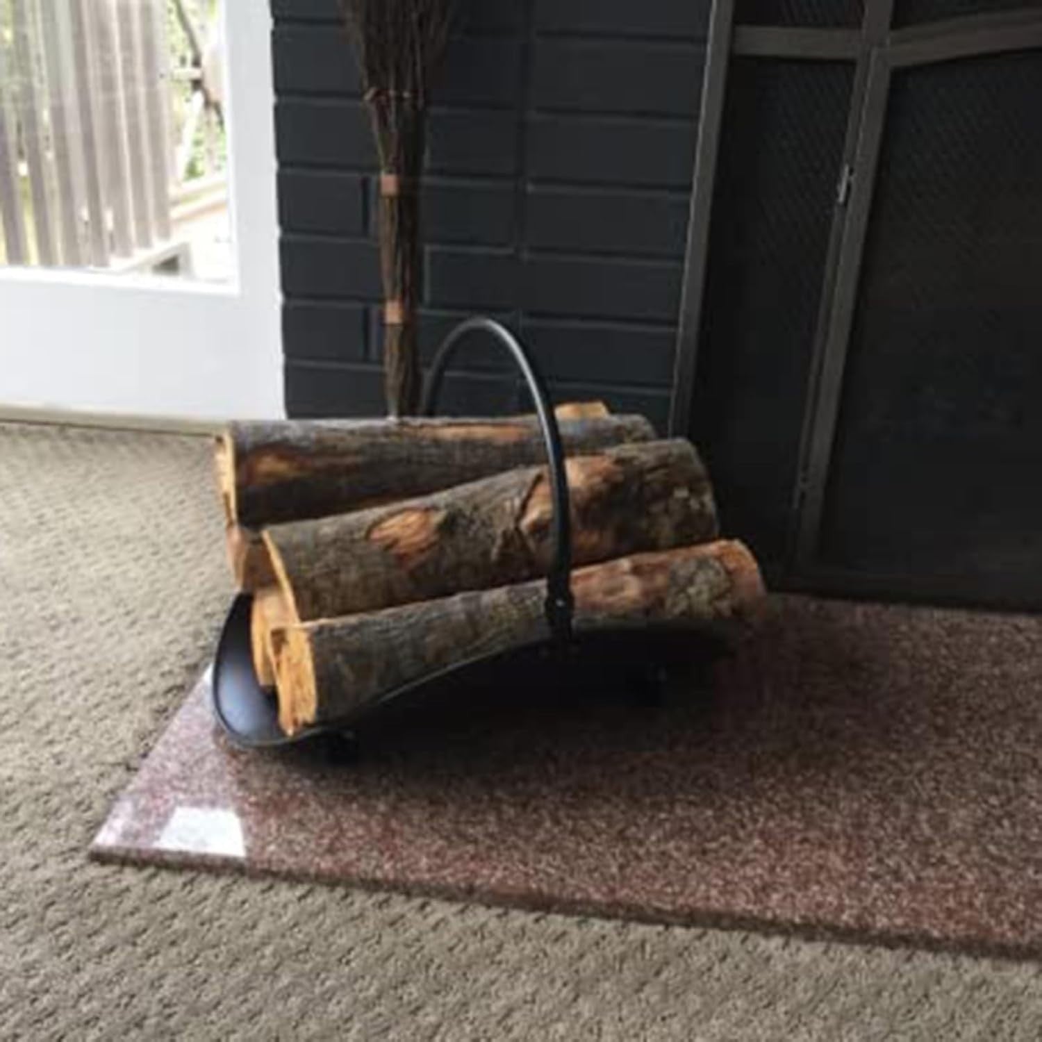 Firewood Carrier Log Holder Metal Basket Indoor Wood Rack 17"x16.5"x12.6