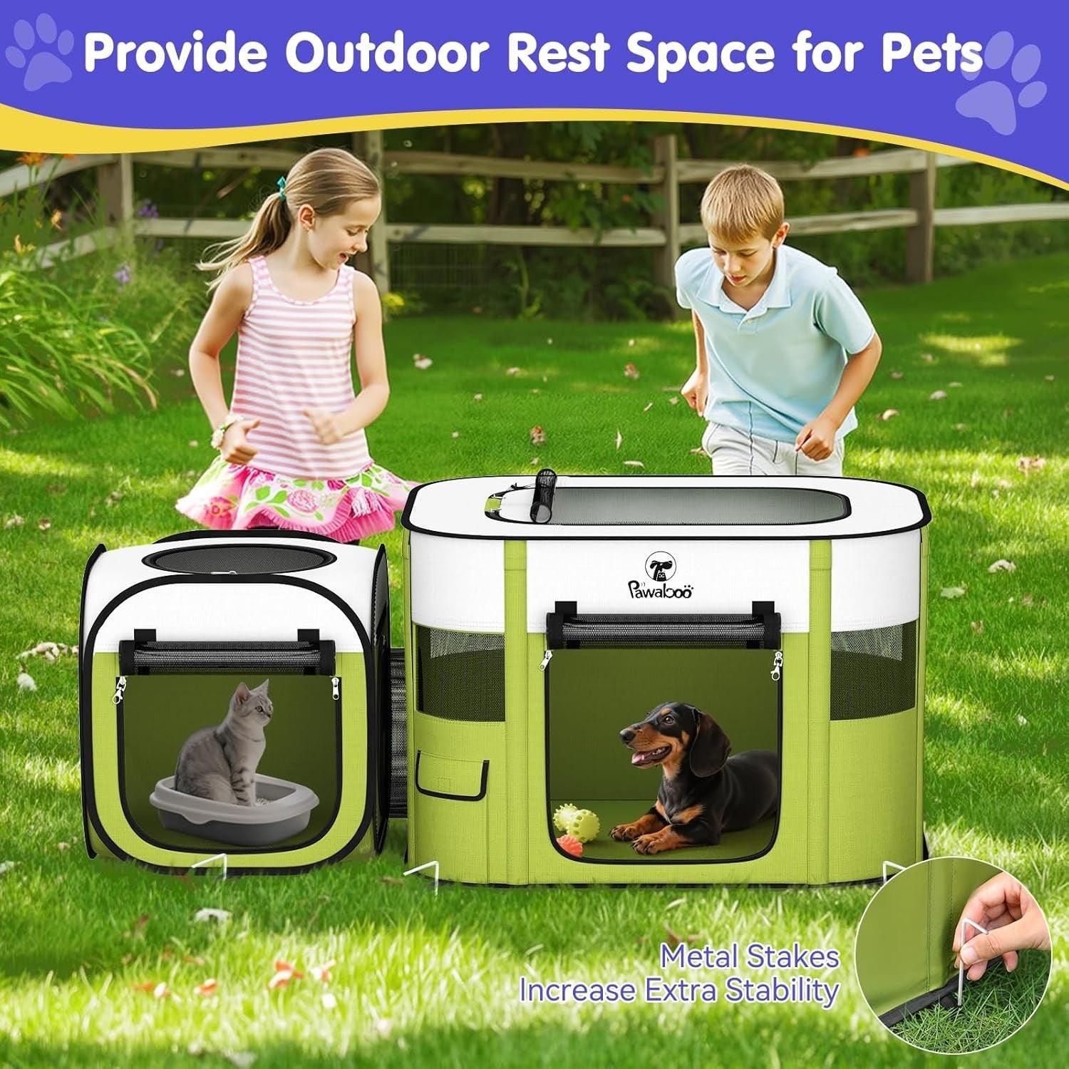 2-in-1 Foldable Pet Playpen Portable Puppy & Cat Tent 140x60x70cm