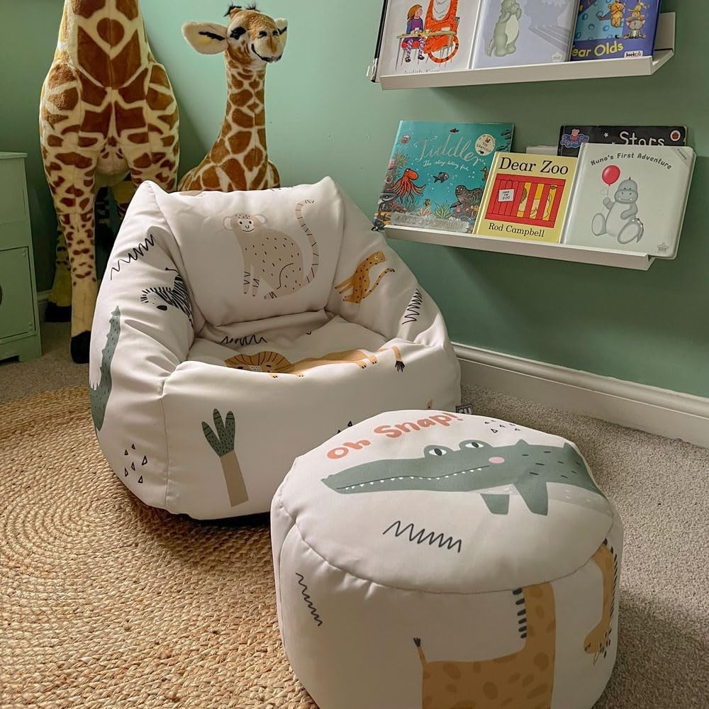 Kids Safari Bean Bag Chair with Filling – Toddler Seat for Bedroom