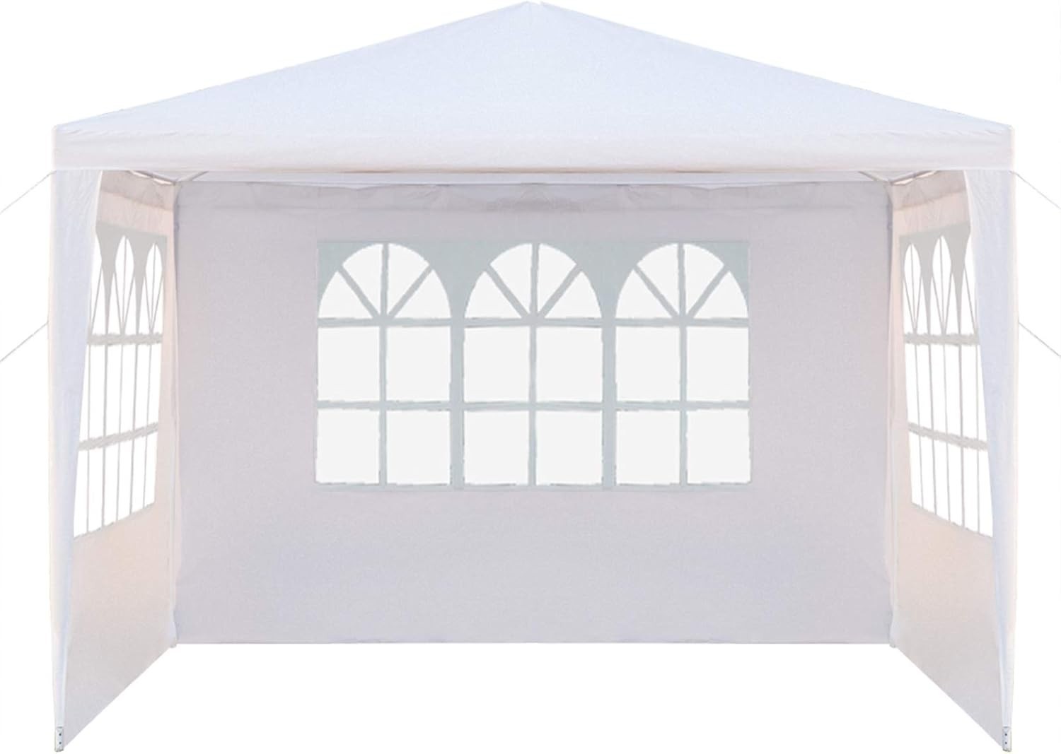 10x10ft Patio Gazebo Party Tent w/ 3 Side Walls White Waterproof Canopy