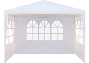 10x10ft Patio Gazebo Party Tent w/ 3 Side Walls White Waterproof Canopy