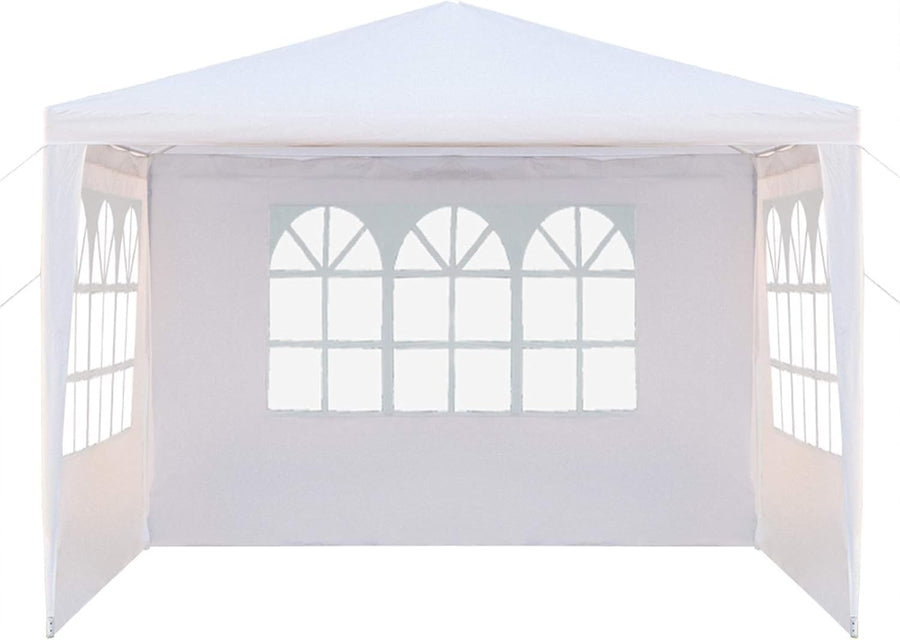 10x10ft Patio Gazebo Party Tent w/ 3 Side Walls White Waterproof Canopy