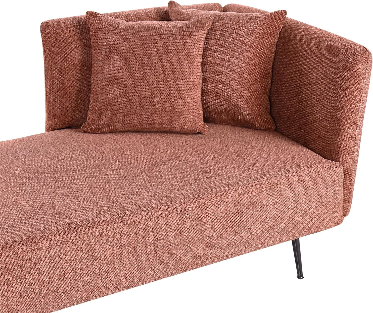 Red Chaise Lounge Sofa Modern | Cushions, Metal Legs, Compact & Stylish