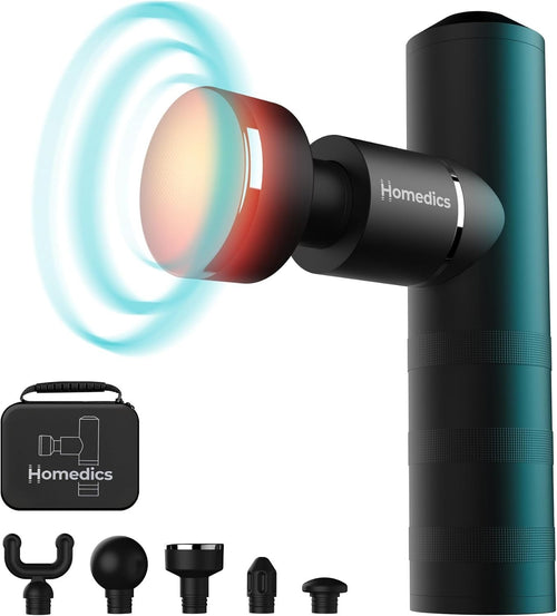 Portable Heated Mini Massage Gun with 5 Attachments, 4 Intensity Levels for Full