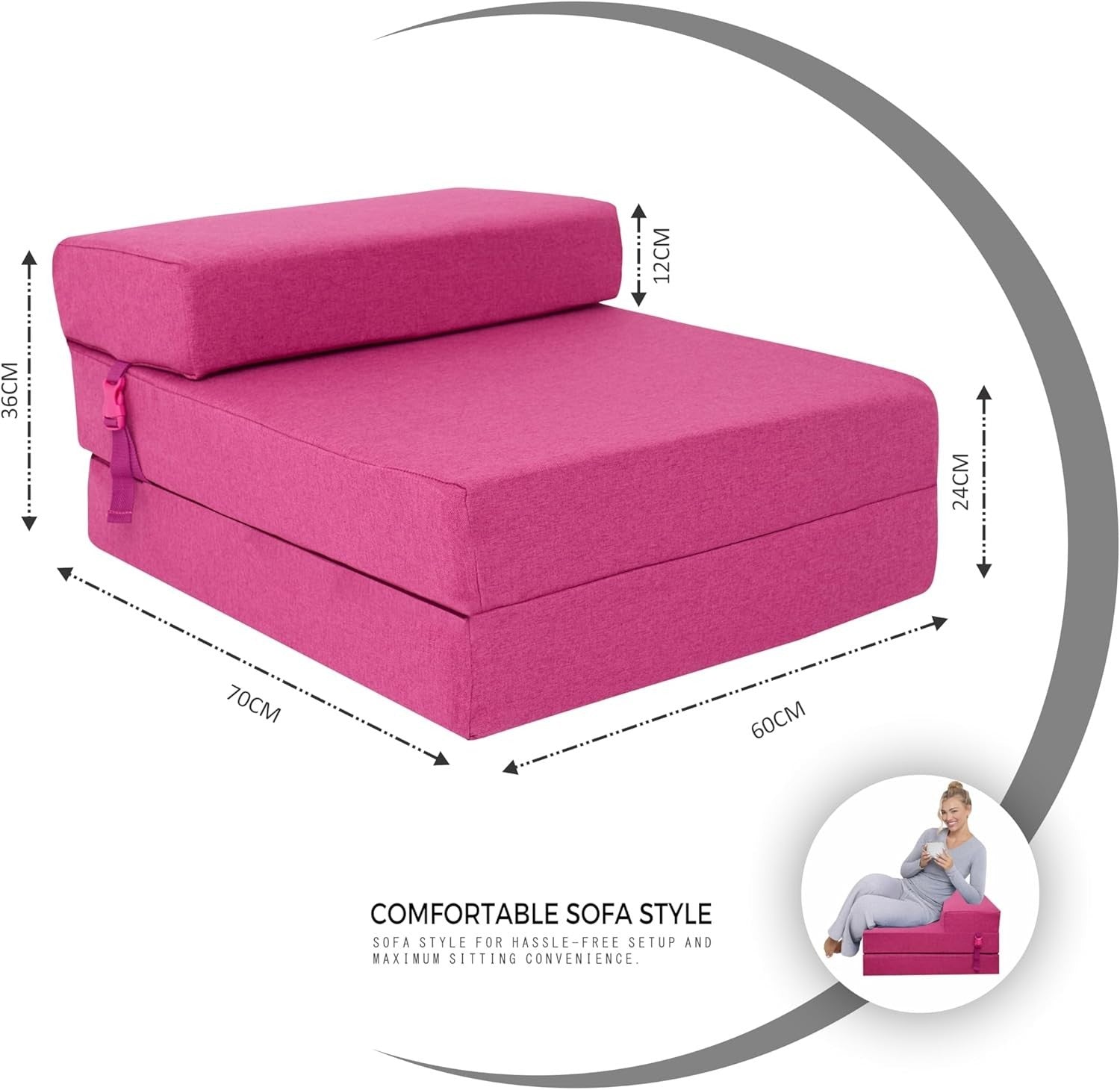 Z Bed Chair Futon Mattress Single Guest Sofa Fold Out Seat Fuchsia Pink